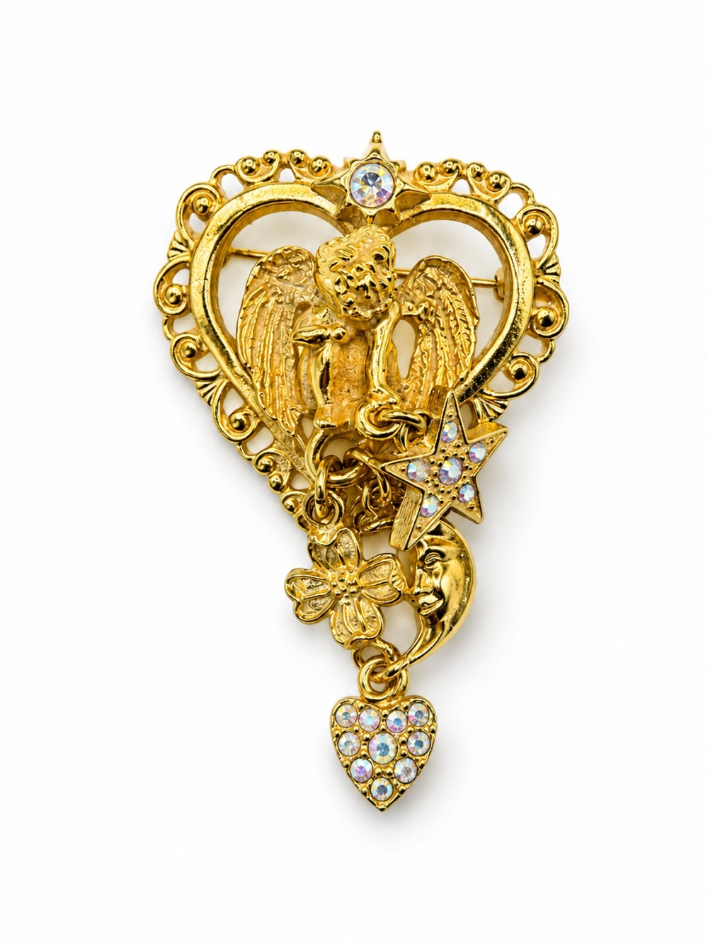 Kirks Folly Angel Heart Charm Brooch ✨